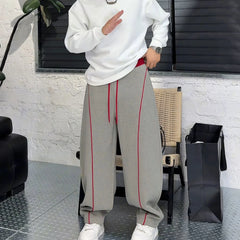 Threebooy  American Style Contrast Joggers Men Curved Blade Loose Fit Designer Trousers