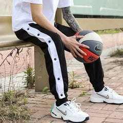 Threebooy  New Men Button Up Training Pants Breathable Basketball Workout Joggers