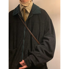 Threebooy American Style Vintage 2025 Men Bomber Jacket Windbreakers Zipper Coats Autumn Loose Cargo Outwear