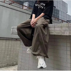 Threebooy Leg Men Casual Retro Wide Baggy Hip Oversize Japanese Loose Parachute Streetwear Hop Pants Cargo Male Trousers Vintage