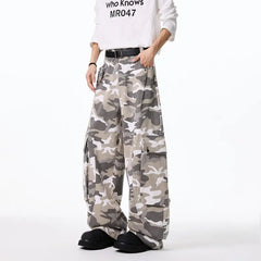 Threebooy Mens Cargo pants Cotton Camo Workwear Pants Loose Fit Wide Leg Military Tactical Casual Trousers Urban Outdoor Clothing 2025