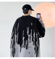 Threebooy Hip Hop Ripped Punk Knitted Sweaters Men Oversized Harajuku Streetwear Sweaters Winter Couples Fashion Knit Pullovers Tops