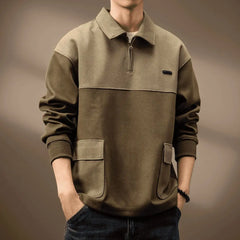 Threebooy  Fashion High Street Sweatshirts Skin Texture American Style Lapel Men Autumn Pockets Loose Long Sleeve Gradient Casual Hoodies