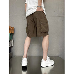 Threebooy Summer Clothes for Men Shorts Casual Multi Pocket Loose Sports Straight Leg Cargo Short Men Elastic Waist Black Shorts Male