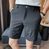 Threebooy Korean Style Men's Summer Casual Elastic Force Shorts/Male Slim Fit High Quality Business Thin Suit Shorts Plus size 29-36