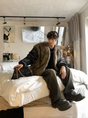 Threebooy American Two-sided Wear Parkas Warm Fashionable Streetwear Men's Imitation Fox Fur Coat Versatile 2025 New Padded Thick Jacket