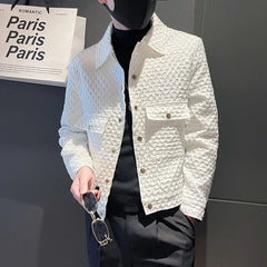 Threebooy Men's Spring High Quality Casual Jackets/Male Slim Fit White  Black Lapel Fashion Business Coat Plus Size S-3XL