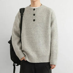 Threebooy  Korean Fashion Trend Pure Color Simple Y2k Sweater Men Spring Autumn New Style Casual Loose Lazy Style Pullover Sweater Men