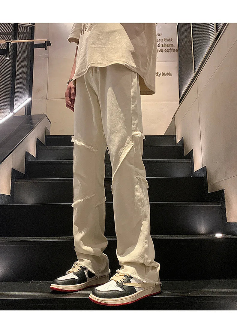 Threebooy New Spring Jeans Loose-fit Straight-leg Sporty Workwear Pants Hong Style Washing Jeans For Men