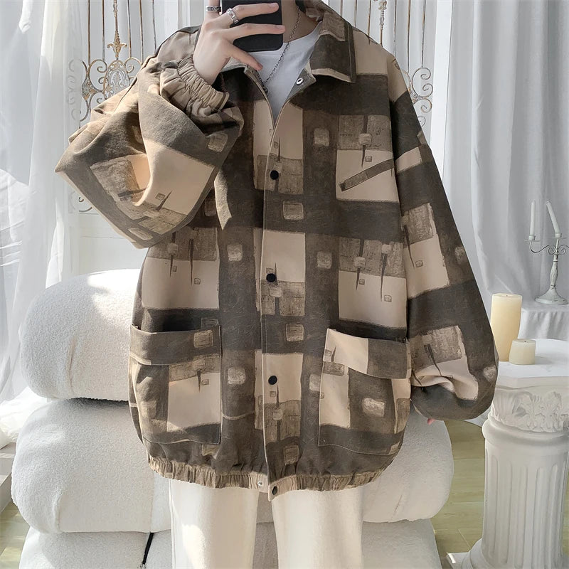 Threebooy Harajuku Outerwear Men's Coats Models Loose Fitting Korean Popular Clothes for Men Spring Jackets Original Clothing