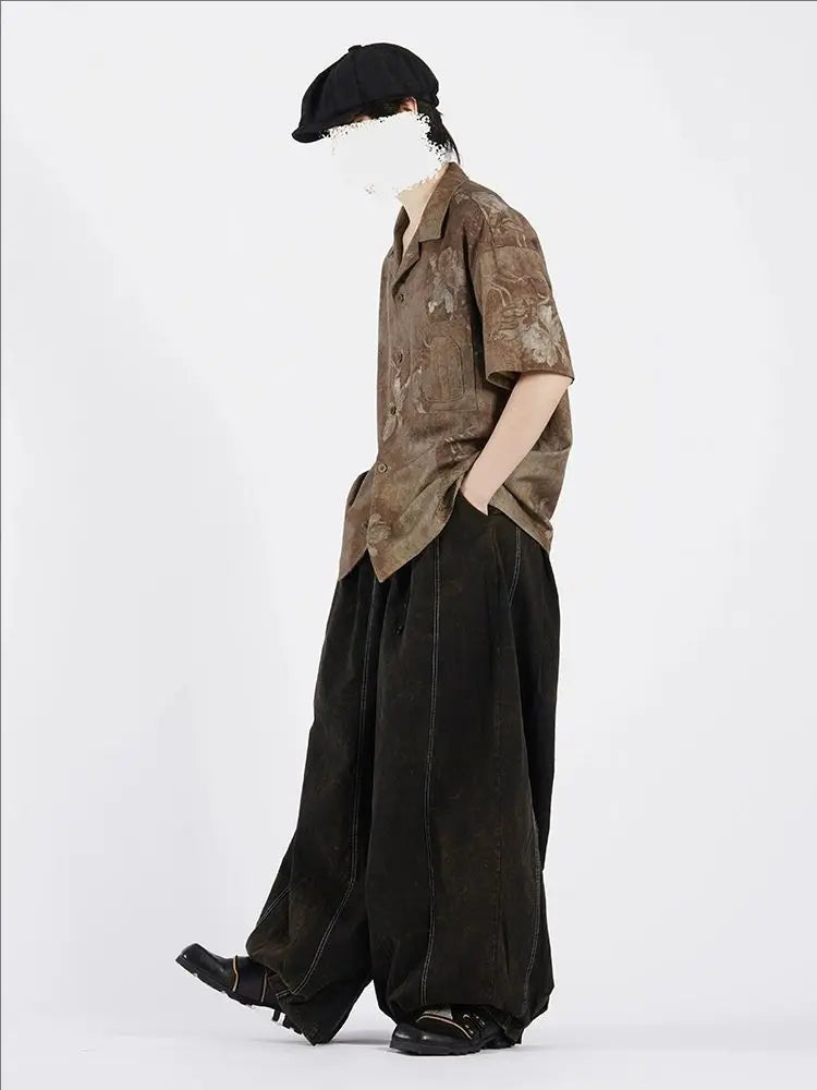 Threebooy American Fashion Retro Top Korean Streetwear 2025 Summer Lazy New Lazy Style Cuban Collar Short-sleeved Shirt Aesthetic Chic