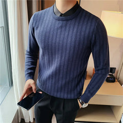 Threebooy Top Grade Fake Two New Fashion Designer Brand Collared Knit Pullover Sweater Trendy Casual Black Collaree Autum Jumper Men 4XL