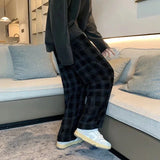 Threebooy Men Checkered Casual Pants Loose Straight Corduroy Pants Sweatpants Man Fashion Streetwear 2023 Spring New Hip Hop Trousers