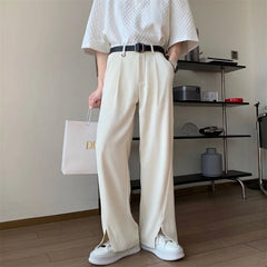 Threebooy Summer Men's High-quality Ice Silk Fabric Casual Pants Fashion Trend Business Design Suit Pants Cotton Formal Trousers