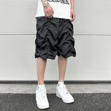 Threebooy Y2K Summer Thin Qucik Dry Drawstring Shorts Men's Ruched Streetwear Wide Leg Baggy Five Point Pants Oversized Pleated Short