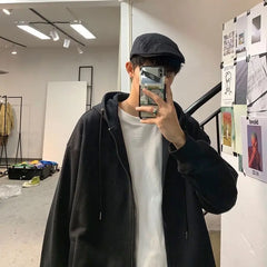 Threebooy Cardigan Sweatshirt Men Trendy Brand Spring and Autumn 2025 New American Trendy Loose Hooded Jacket Casual Versatile Top