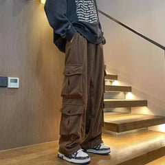 Threebooy Men's Casual Pants Loose Straight Corduroy Pants Elastic Waist Sweatpants Fashion Streetwear Spring Men Sports Jogger Trousers