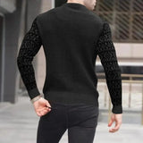 Threebooy Winter Men's Knitted Sweater European and American men's fashion waffle top knit long sleeve round neck slim multicolor pullover Sweatshirt