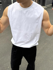 Threebooy  230GSM Cotton Men's Tank Tops Comfortable Muscle Fit Athletic Vest for Gym and Summer Workouts Korean Basic Sleeveless Tee Tops