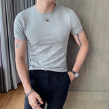 Threebooy Hot Sale Solid Slim Fit Tee Shirt Homme Casual Simple Round Collar Short Sleeve Fitness T-Shirts Men Clothing Plus Size 4XL