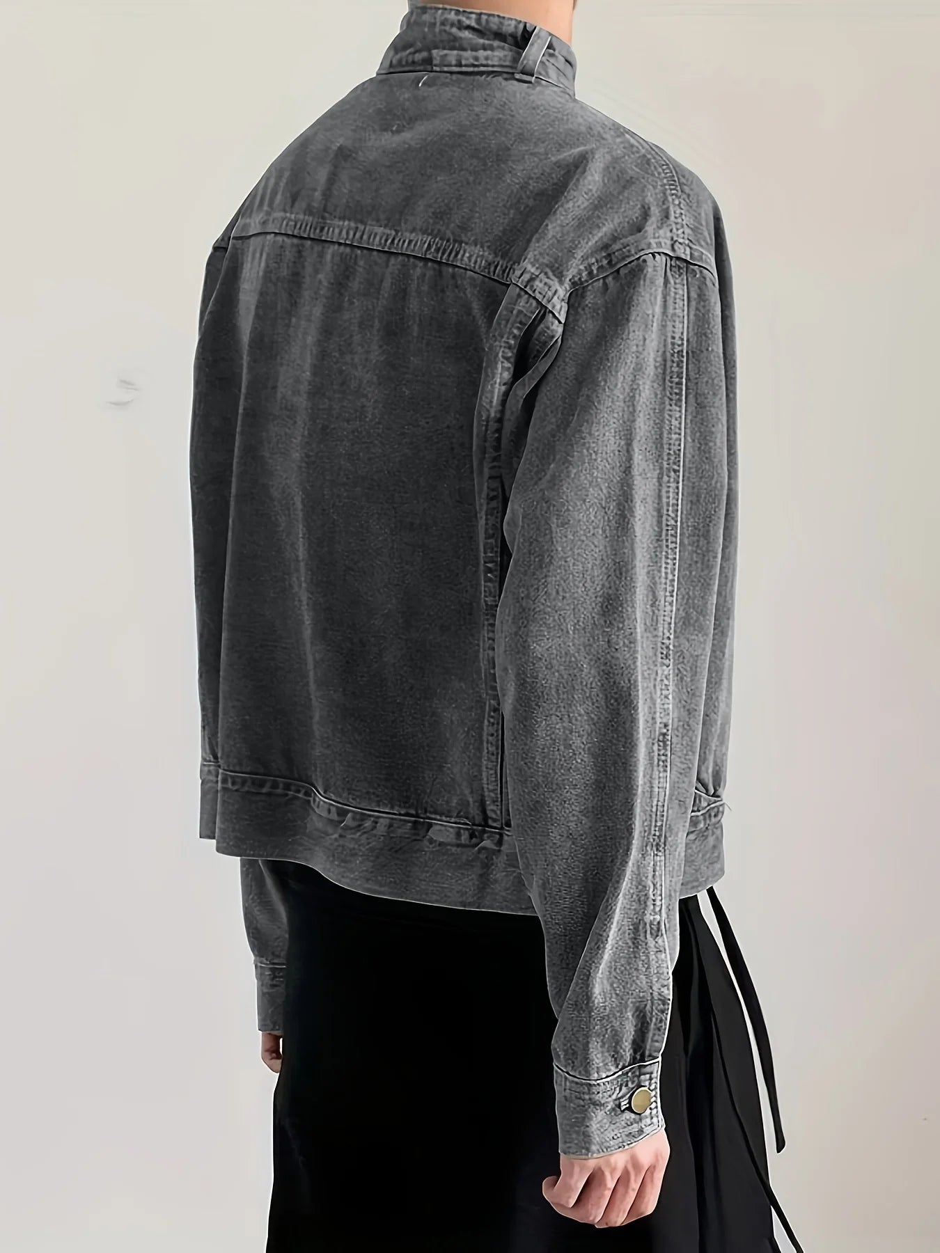 Threebooy Hong Kong style denim jacket men's fashion brand high street niche personality leisure collar pullover work jacket