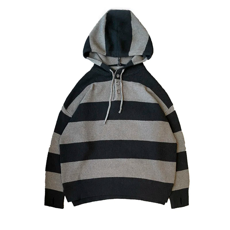 Threebooy New Sweater Men  Autumn Winter Knitted Men's Sweater Casual Hooded Pullover Men Sweatercoat Outdoor Pull  Knitwear