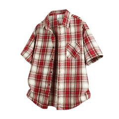 Threebooy White And Black Plaid Shirt Men Shirts 2025 New Summer Fashion Chemise Homme Mens Checkered Shirts Short Sleeve Shirt Men Blouse
