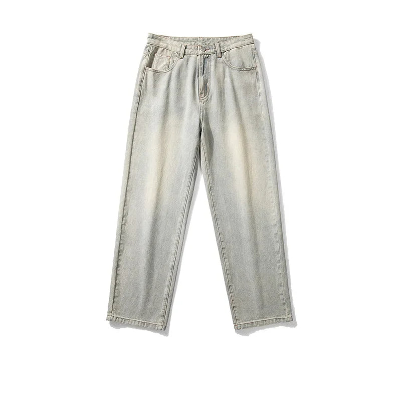 Threebooy Autumn Winter New Solid Color Fashion Jeanstrousers Man High Street Casual Zipper Pockets All-match Y2K Straight Pants