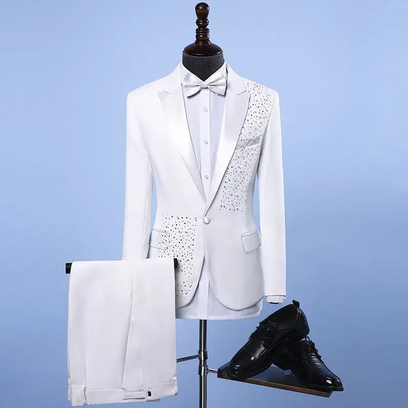 Threebooy  Luxury Men's 2 Piece Suit Formal One Button Slim Fit Tuxedos for Wedding Groom Business Dinner Prom