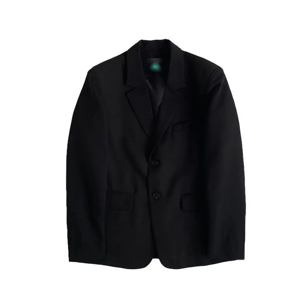 Threebooy Men Punk Blazer Jacket Set New Korean Temperament Handsome Black Suit Coat Unisex High Street Oversize Fashionable Suit