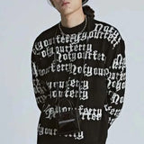 Threebooy New Autumn And Winter Men'S Fashion Y2k Loose Versatile Sweater Unisex Letter Round Neck Top Street Chicano Sweater