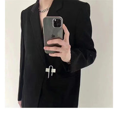 Threebooy Lock Button Suit Fashion Metal Button Men's Clothes Casual Business Coat Long Sleeve All-match Trend Four Seasons Suit Jackets