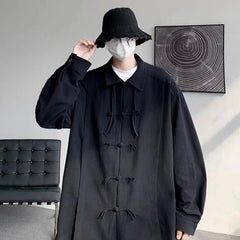 Threebooy New Classic Shirt Men Clothing Chinese Style Long-sleeved Buttoned Scholar White Shirt Ancient Style Fashionable Casual Blouse