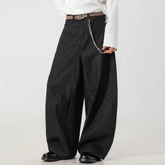 Threebooy Korean Version Autumn New Men'S Denim Pants Vintage Wide Leg Loose Jeans Casual Straight Trousers Black Pants