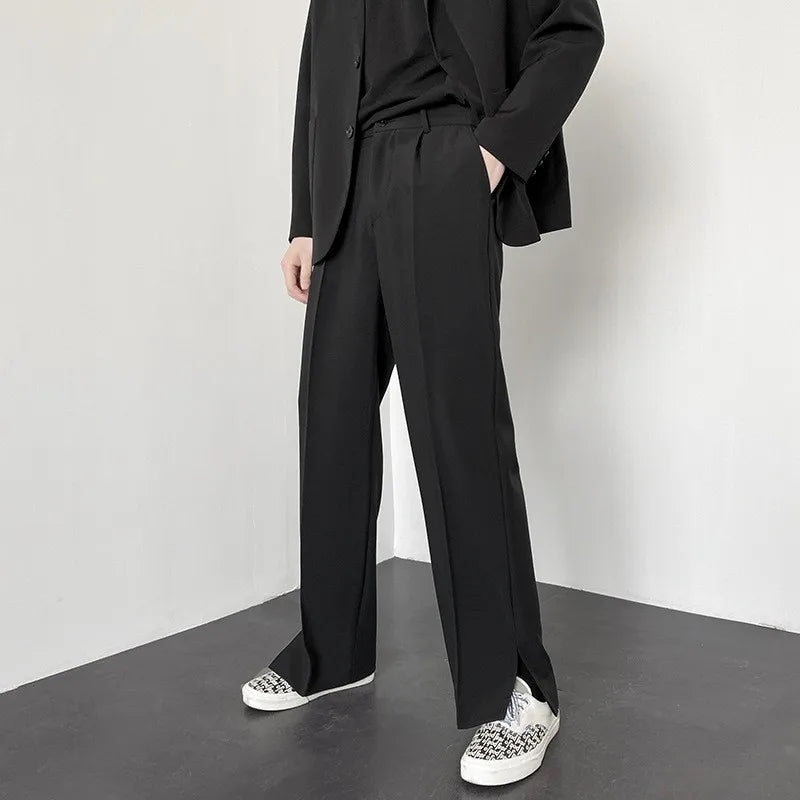 Threebooy  New Fashion Suit Pants Men's Luxury Trousers with Split Cuffs Draped Straight Pants Casual Slim-fit Premium Elegant Dress Pants