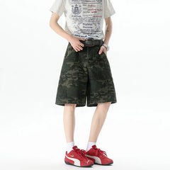 Threebooy  Mens Camo Cargo Shorts Summer Outdoor Casual Loose Fit Beach Hiking Tactical Military Camouflage Army Style Comfort Shorts