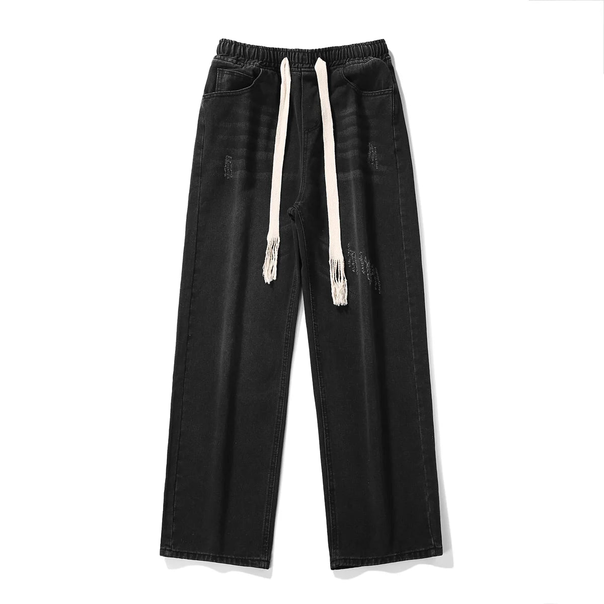 Threebooy  Straight Jeans men Elastic waist Spring New Vintage Casual Baggy Jeans Korean Youth Trousers Classic Wide Leg Denim Pants