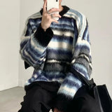 Threebooy Striped Men's Knitted Sweater Men Top Harajuku Pullovers Sweaters and Jumpers Male Hip Hop Retro Japanese Streetwear