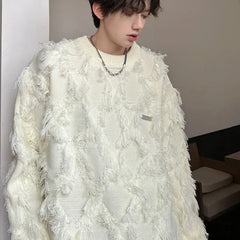 Streetwear Sweater Men Stylish New Retro Hole Fringed Sweater Loose Versatile Knitwear Pullovers Long Sleeve Jumpers Clothing