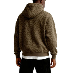 Threebooy  Men's and Women's High Street Casual Soft and Comfy Sports Long-sleeved Sweatshirt Fashion Leopard Printed Daily Hooded Top