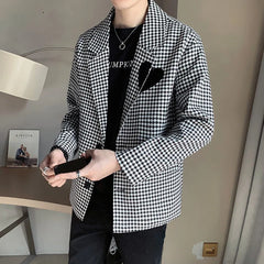 Threebooy men's High Quality Suit Jackets Plaid printing casual coats Lapel collar Fashion Blazers Western Clothes Clothing M-3XL