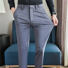 Threebooy Men Have High Spring Elasticity Business Trousers/Male Slim Fit Solid Color Dress Suit Pants Casual Pants 38