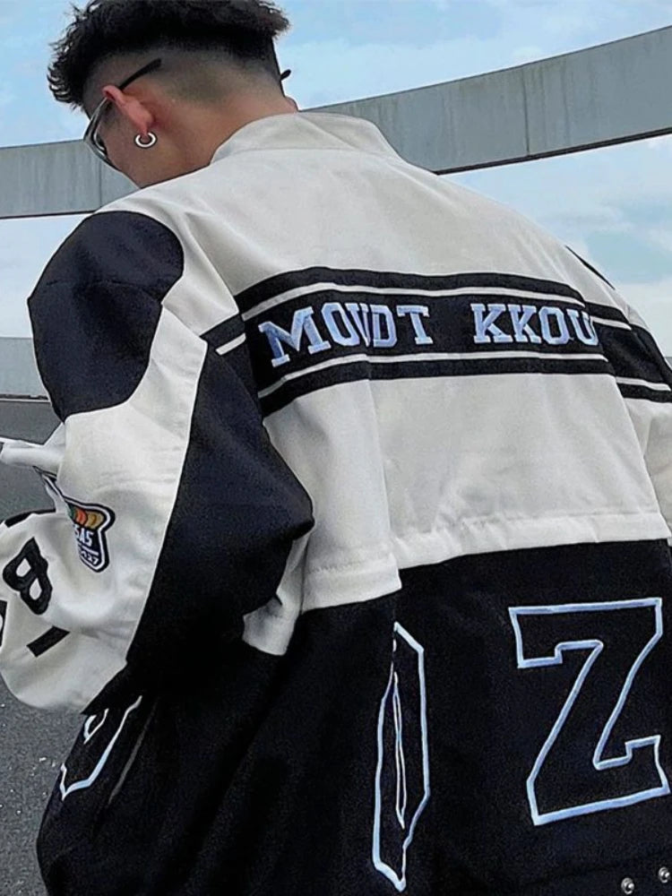 Threebooy American Retro Racing Jacket Handsome Detachable Function Racing Suit Jacket Men Loose Niche Button Up Baseball Uniform