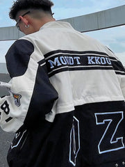 Threebooy American Retro Racing Jacket Handsome Detachable Function Racing Suit Jacket Men Loose Niche Button Up Baseball Uniform