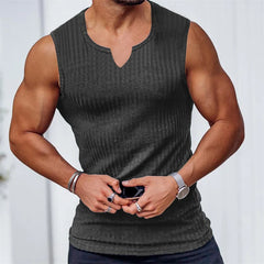 Threebooy  Summer new men V-neck Vest stripe gym Tank top Men Fitness sleeveless shirt Sports Undershirt Gyms clothing Training vest
