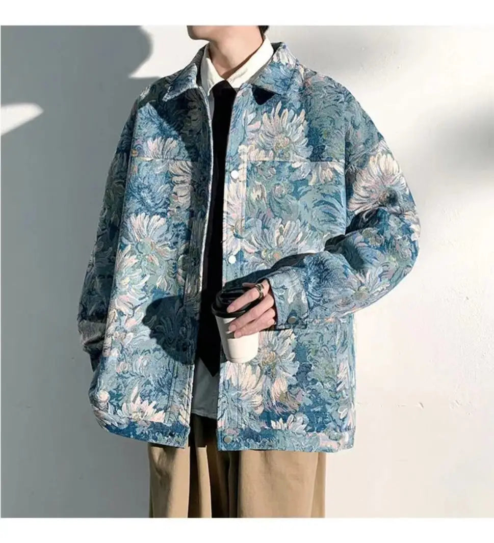 Threebooy New Thin Printed Jacket Men Casual Fashion Brand Trendy Versatile Baseball Wear