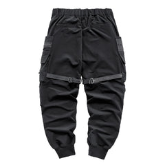 Threebooy Streetwear Cargo Pants Harajuku Hip Hop Joggers Men Oversized Techwear Pants Multi Pockets Harem Pencil Trousers Black