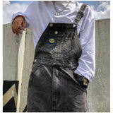 Threebooy Overalls Men Denim Jumpsuit Straight Jeans Hip Hop Big Pocket Wide Leg Cargo Pants Fashion Casual Loose Male's Rompers Trousers