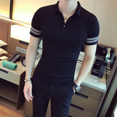 Threebooy  Summer Short Sleeve POLO Shirts Men Slim Casual T-shirts Men Clothing Business Social Slim Fit Polos Streetwear Tee Tops