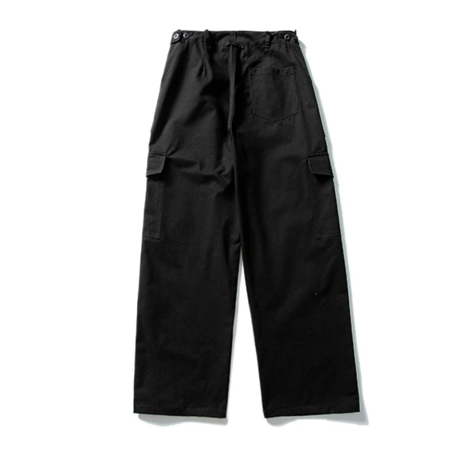 Threebooy Mens Pockets Cargo Pants Cotton Casual Trousers Men Streetwear Wide Leg Vintage Japan Style Cityboy Baggy Logging Pants Male